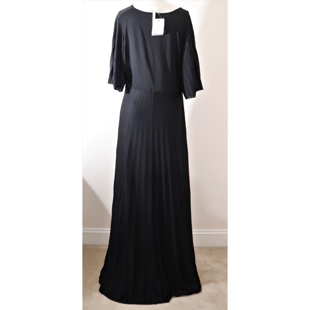🆕 ASOS black pleated long evening gown, Sz 16 - Picture 4 of 6